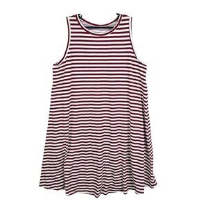 Womens Reborn J Sleeveless Red & White Striped A-Line Dress Polyester Stretch XL